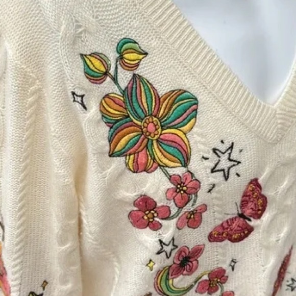 Johnny Was “The Wonder Years” embroidered cashmere blend sweater NWT RARE - Picture 13 of 15